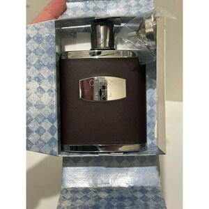 Things Remembered Personalized Flask Stainless Steel Brown Leather‎ Open Box